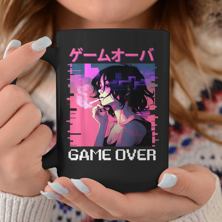 Japanese Vaporwave Sad Anime Girl Game Over Indie Aesthetic Coffee Mug Unique Gifts
