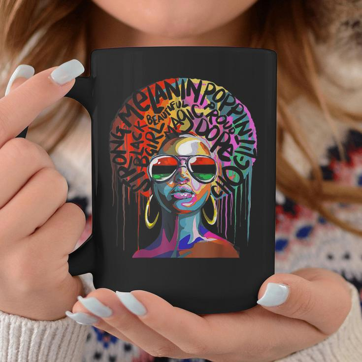 Junenth Woman African Black Queen Afro Melanin Dripping Coffee Mug Funny Gifts