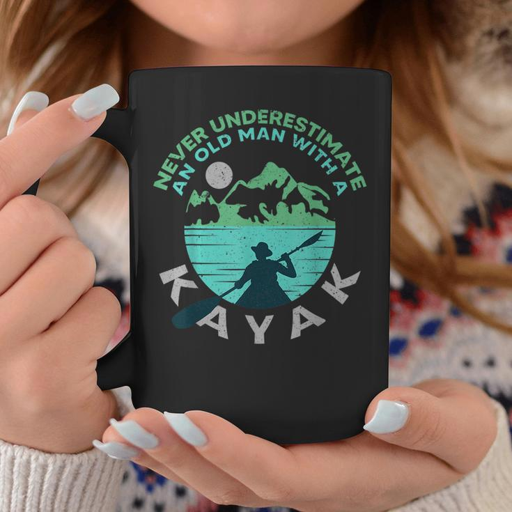 Kayaking Dad Never Underestimate An Old Man With A Kayak Coffee Mug Funny Gifts
