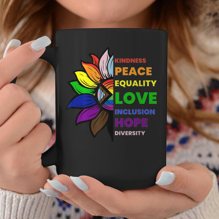 Kindness Peace Equality Sunflower Gay Pride Coffee Mug Unique Gifts