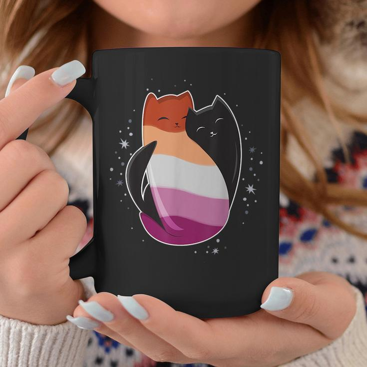 Lesbian Cat Lgbt Pride Flag Lgbt Gay Sapphic Black Yin Yang Coffee Mug Unique Gifts
