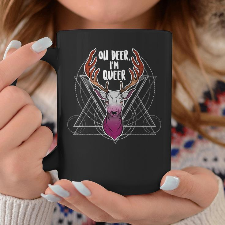 Lesbian Oh Deer Im Queer Lgbt Gay Pride Sapphic Flag Coffee Mug Unique Gifts