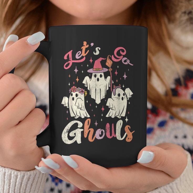 Let's Go Ghouls Retro Groovy Ghost Cute Halloween Costume Coffee Mug Unique Gifts