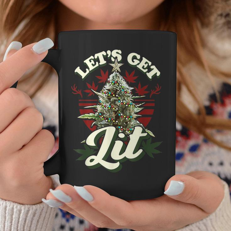 Let's Get Lit Christmas Cannabis Weed Stoner Coffee Mug Unique Gifts