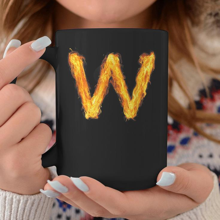Letter W Sign Alphabet Last Name Consonants Fire Flame Gift Coffee Mug Unique Gifts