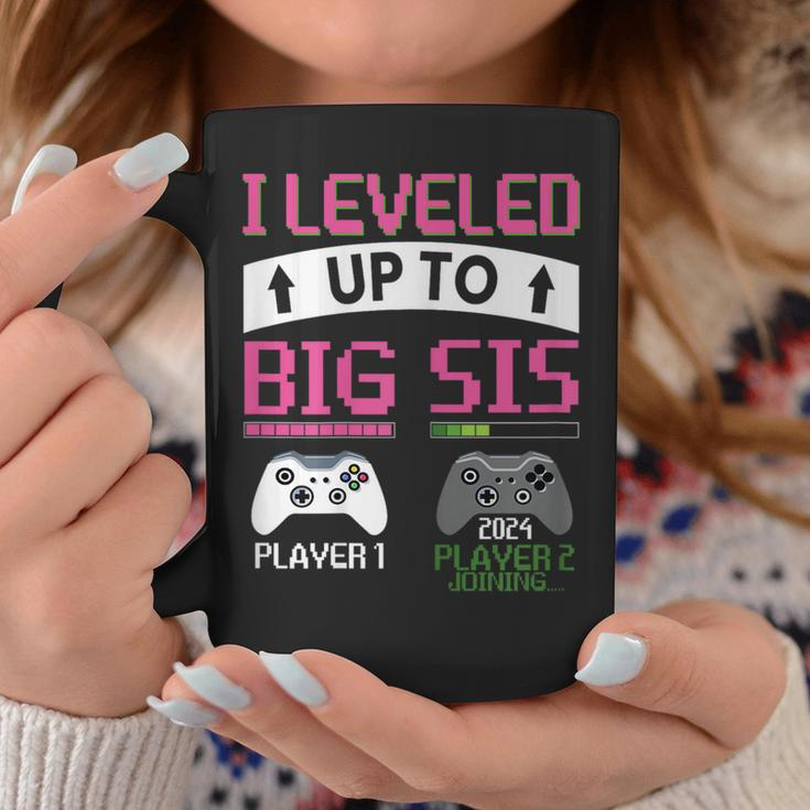Leveled Up To Big Sister 2024 Cute I'm Going To Be A Big Sis Coffee Mug Unique Gifts
