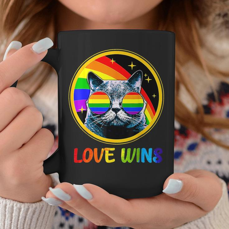 Lgbtq Love Wins Cat Gay Pride Lgbt Ally Rainbow Flag Coffee Mug Unique Gifts