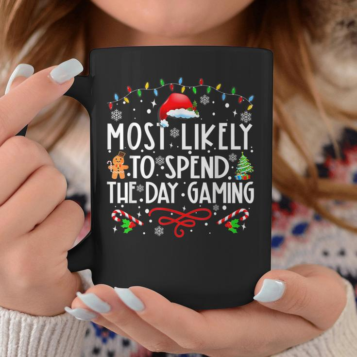 Most Likely To Spend The Day Gaming Family Xmas Holiday Pj's Coffee Mug Funny Gifts