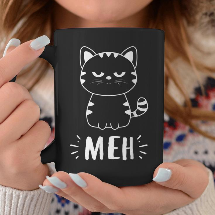 Meowy Cat Lovers Women Girls Meh Cat - Funny Cat Coffee Mug Funny Gifts