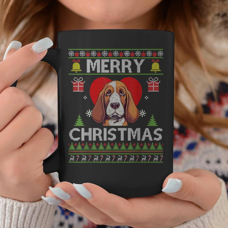Merry Christmas Basset Hound Dog Ugly Sweater Coffee Mug Funny Gifts