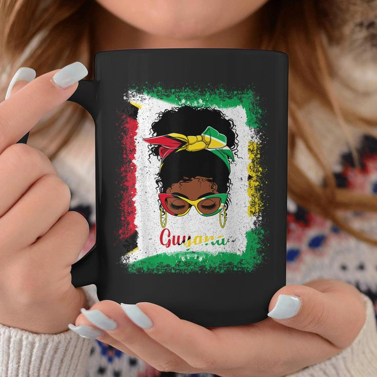 Messy Bun Guyana Flag Woman Girl Coffee Mug Funny Gifts