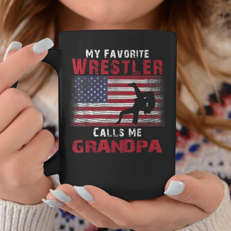 My Favorite Wrestler Calls Me Grandpa Fathers Day Usa Flag Coffee Mug Unique Gifts
