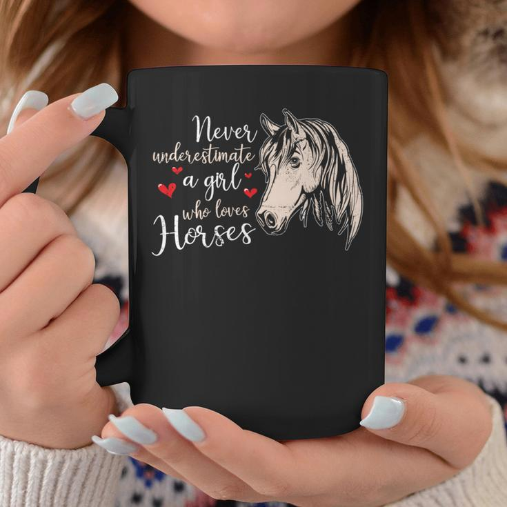 Never Underestimate A Girl Who Loves Horses Horse Girl Farm Coffee Mug Funny Gifts