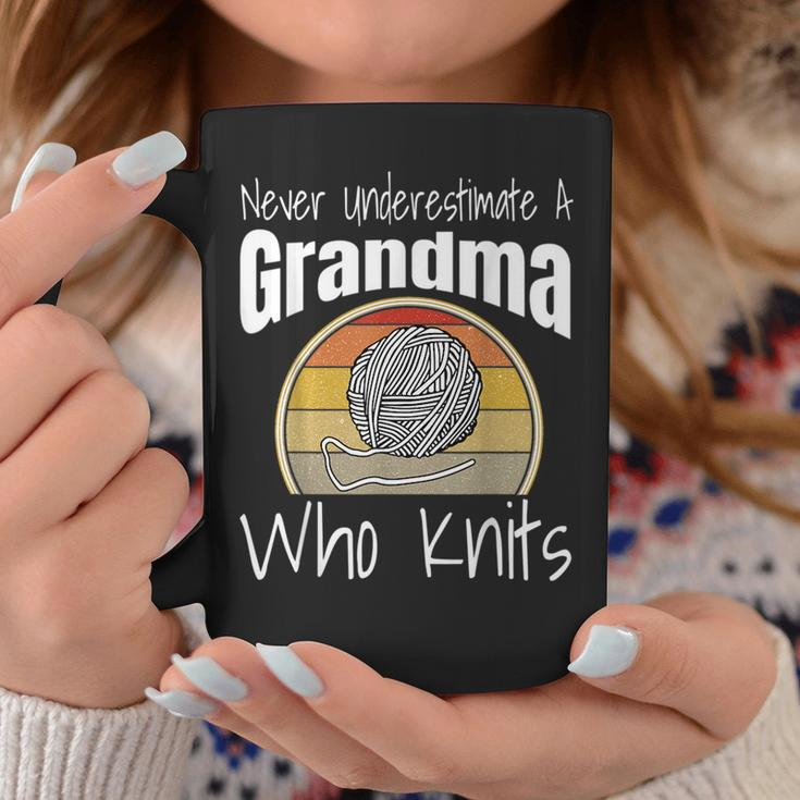 Never Underestimate A Grandma Who Knits Knitting Retro Funny Coffee Mug Funny Gifts