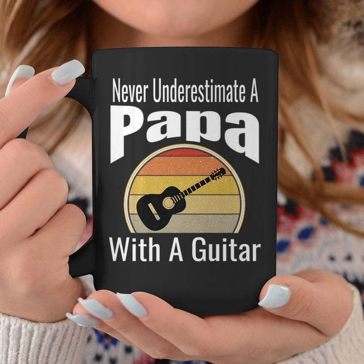 Never Underestimate A Papa With A Guitar Funny Retro Music Coffee Mug Funny Gifts