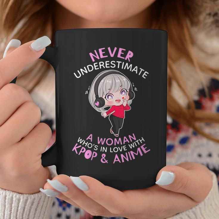 Never Underestimate A Woman In Love With Kpop And Anime Gift For Womens Coffee Mug Funny Gifts