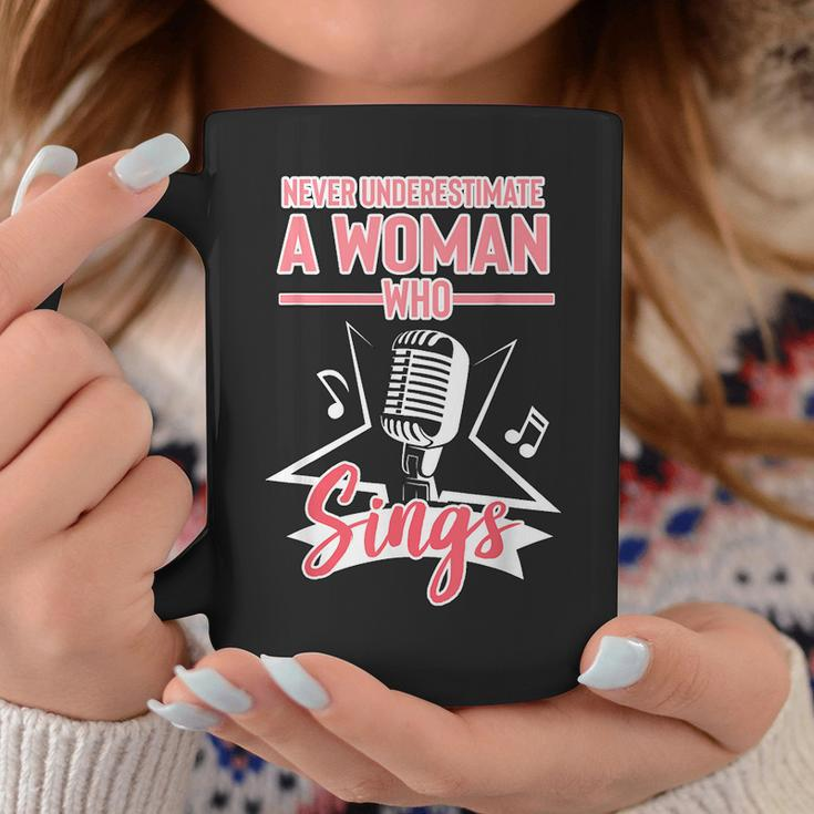 Never Underestimate A Woman Who Sings Lead Singer Singing Singer Funny Gifts Coffee Mug Unique Gifts