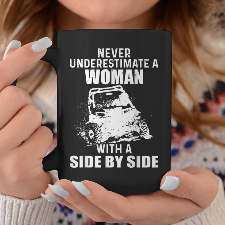 Never Underestimate A Woman With A Side By Side Coffee Mug Unique Gifts