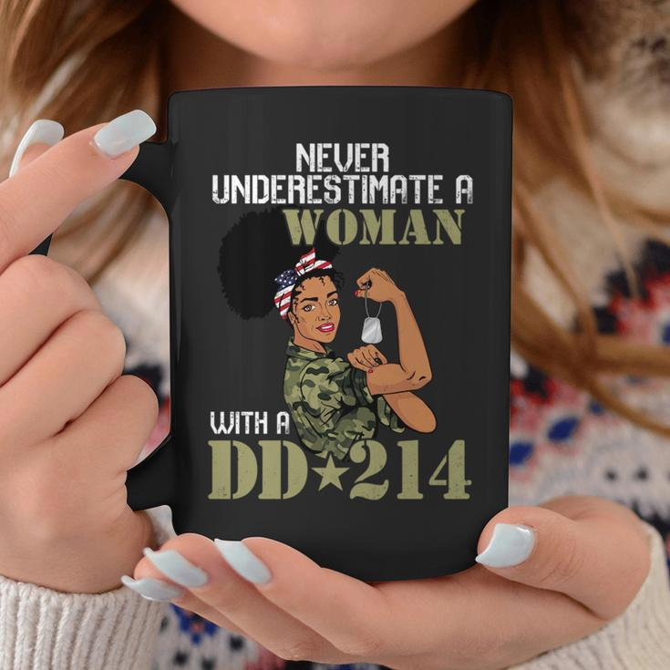 Never Underestimate A Woman With Dd214 Female Veterans Day Coffee Mug Funny Gifts