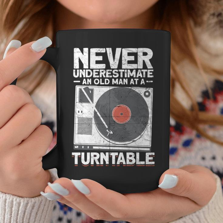Never Underestimate An Old Man At A Turntable Cool Dj Coffee Mug Funny Gifts