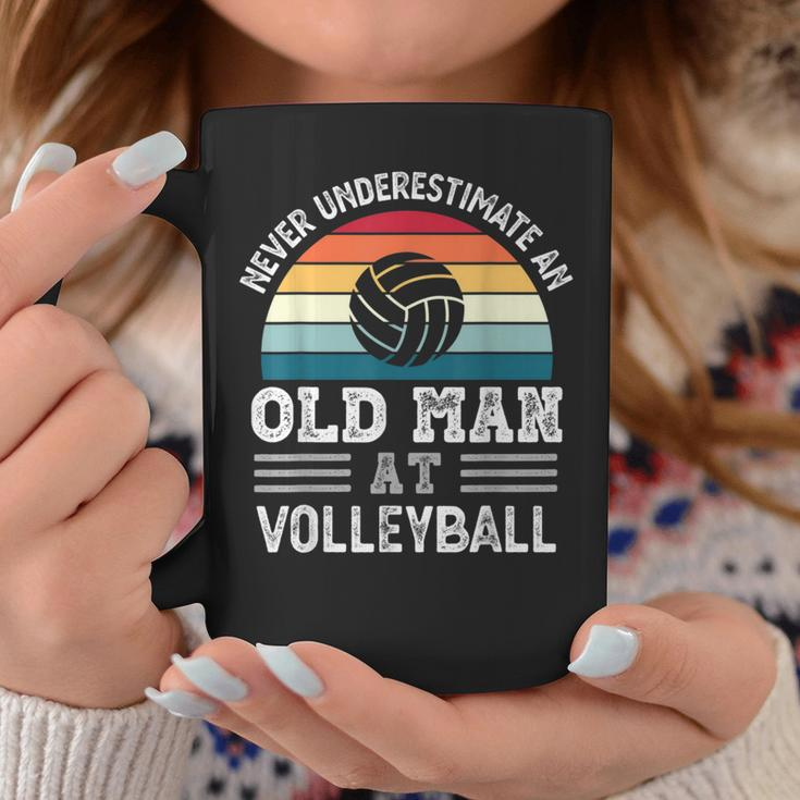 Never Underestimate An Old Man At Volleyball Fathers Day Gift For Mens Coffee Mug Funny Gifts