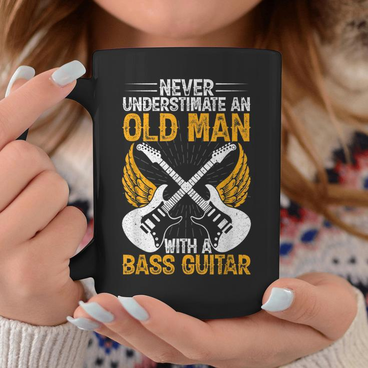 Never Underestimate An Old Man Bass Guitar Player Bassist Coffee Mug Funny Gifts