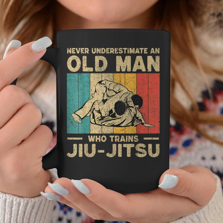 Never Underestimate An Old Man Bjj Brazilian Jiu Jitsu Old Man Funny Gifts Coffee Mug Unique Gifts