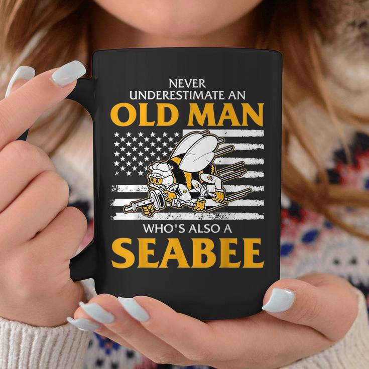Never Underestimate An Old Man Whos Also A Seabee Coffee Mug Funny Gifts