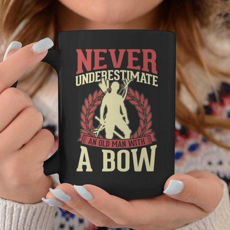 Never Underestimate An Old Man With A Bow Archery Dad Coffee Mug Funny Gifts