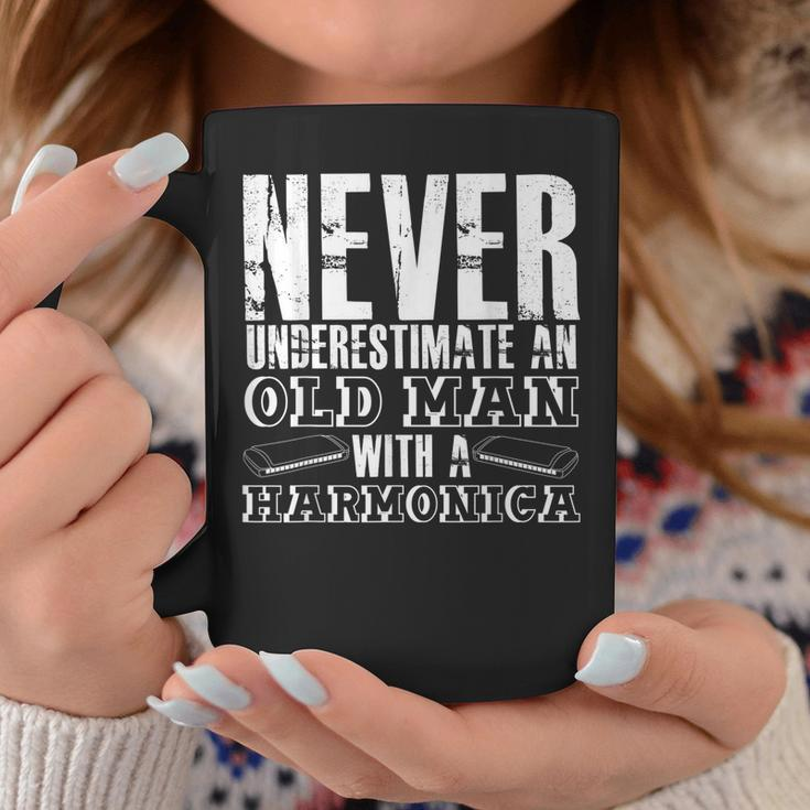 Never Underestimate An Old Man With A Harmonica French Harp Coffee Mug Funny Gifts