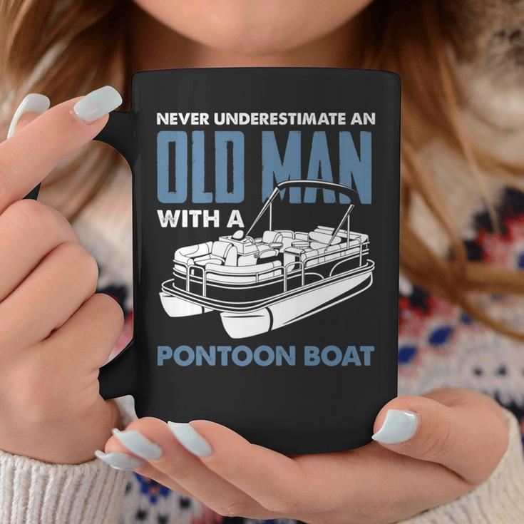 Never Underestimate An Old Man With A Pontoon Boat Captain Gift For Mens Coffee Mug Funny Gifts
