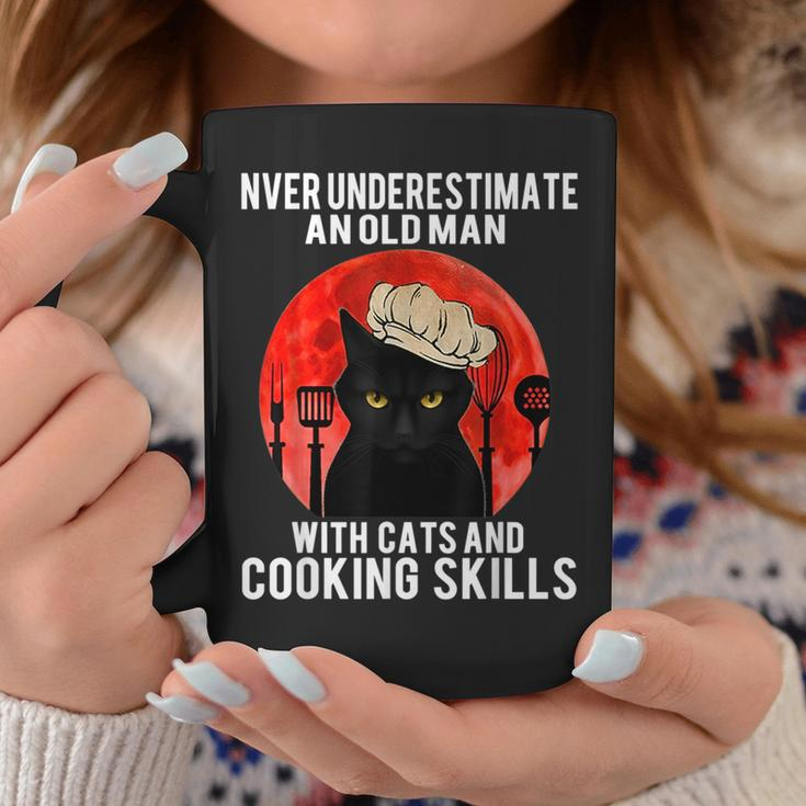 Never Underestimate An Old Man With Cats And Cooking Skill Old Man Funny Gifts Coffee Mug Unique Gifts