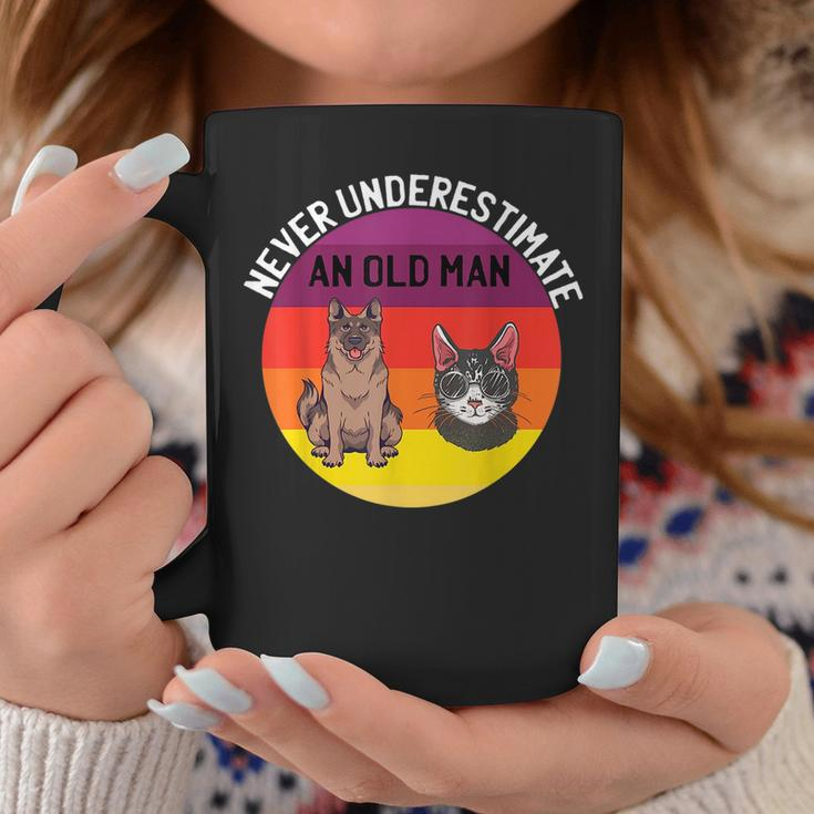 Never Underestimate An Old Man With German Shepherd Cat Gift For Mens Coffee Mug Funny Gifts