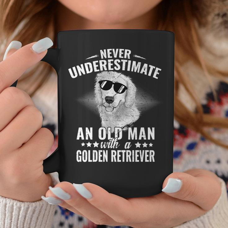 Never Underestimate An Old Man With Golden Retriever Dog Coffee Mug Funny Gifts