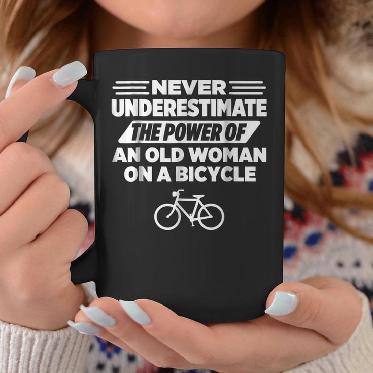 Never Underestimate An Old Woman On A Bicycle Coffee Mug Funny Gifts