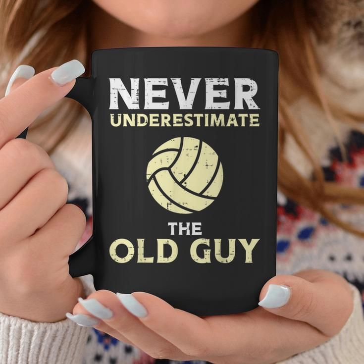 Never Underestimate Old Guy Volleyball Coach Dad Grandpa Men Gift For Mens Coffee Mug Unique Gifts