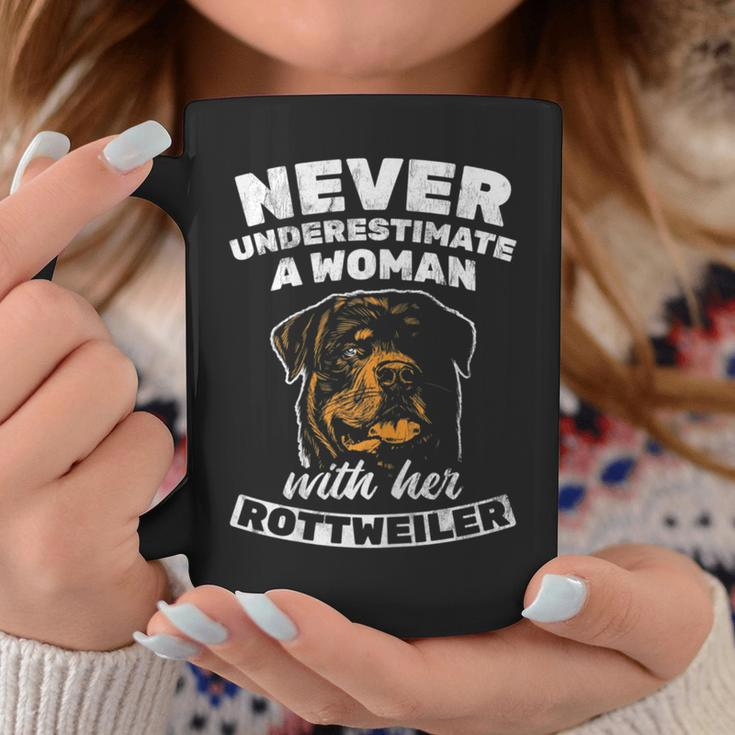 Never Underestimate Woman With Rottweiler Rottie Rott Pet Gift For Womens Coffee Mug Unique Gifts