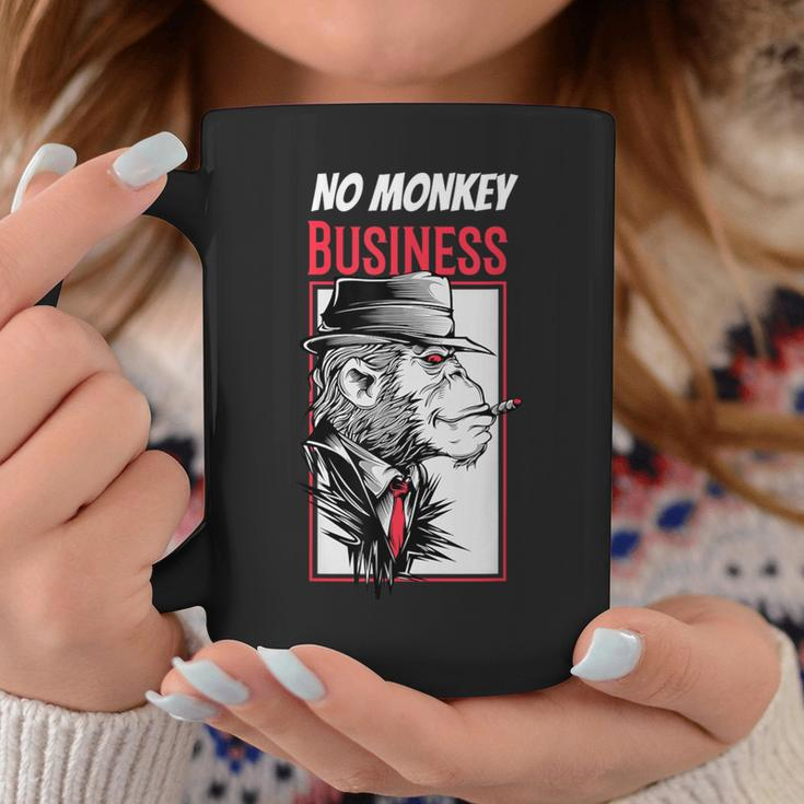 No Monkey Business Mafia Monkey Sarcasm Gangster Coffee Mug Unique Gifts