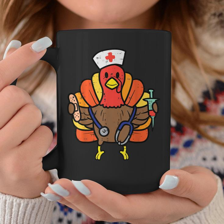 Nurse Turkey Thanksgiving Scrub Top For Nurses Fall Women Coffee Mug Personalized Gifts