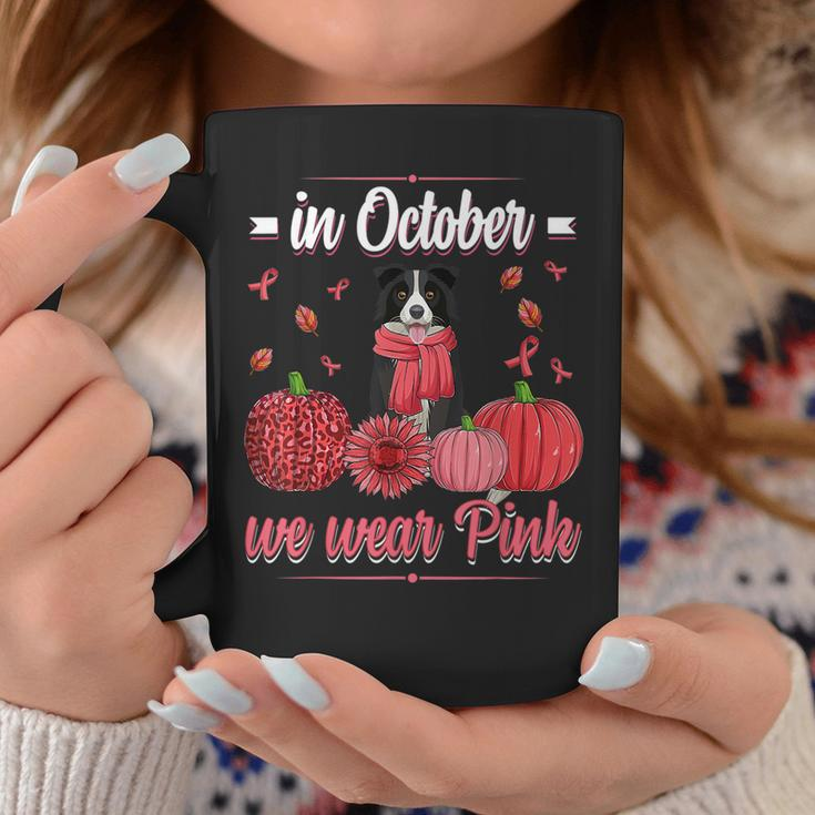 In October We Wear Pink Border Collie Breast Cancer For Women Coffee Mug Unique Gifts