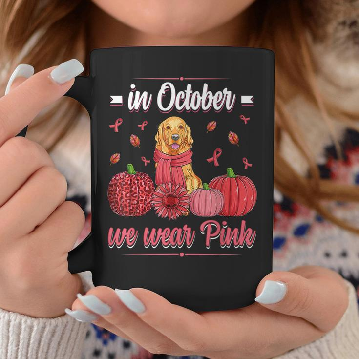 In October We Wear Pink Golden Retriever Breast Cancer For Women Coffee Mug Unique Gifts