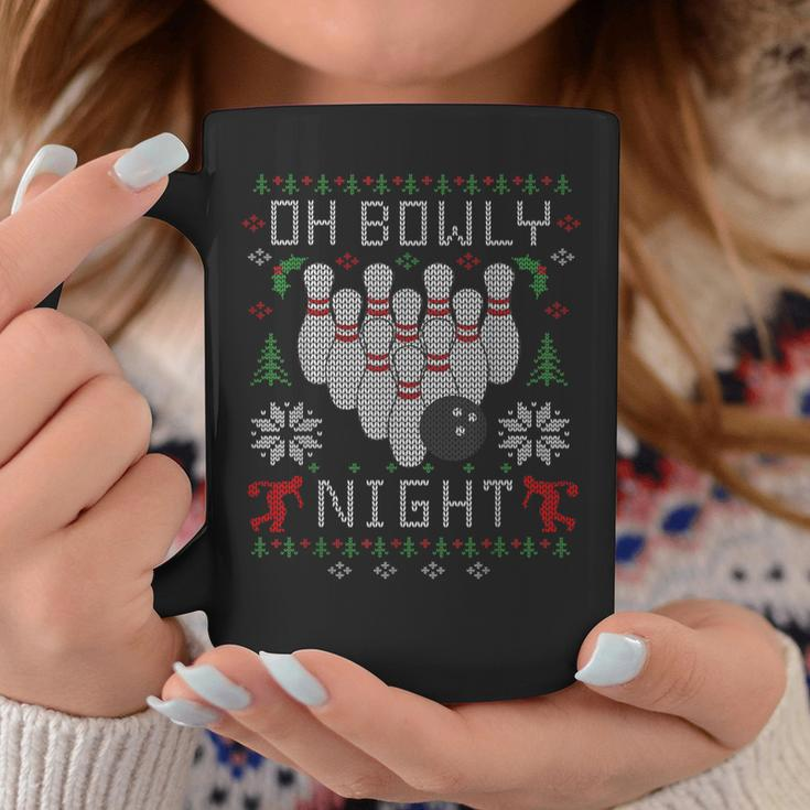 Oh Bowly Night Bowling Ugly Christmas Sweater Party Coffee Mug Unique Gifts