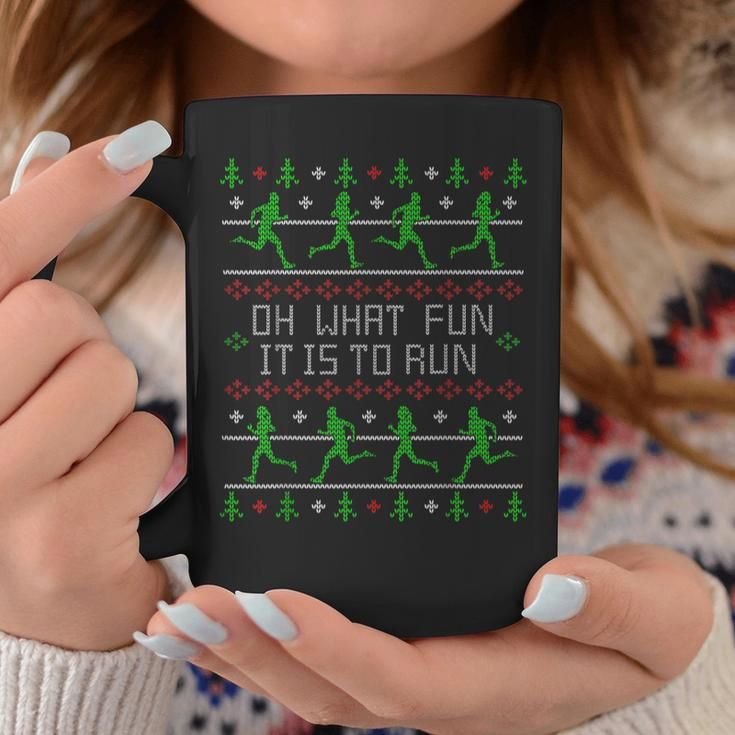 Oh What Fun It Is To Run Ugly Christmas Sweater Party Coffee Mug Unique Gifts