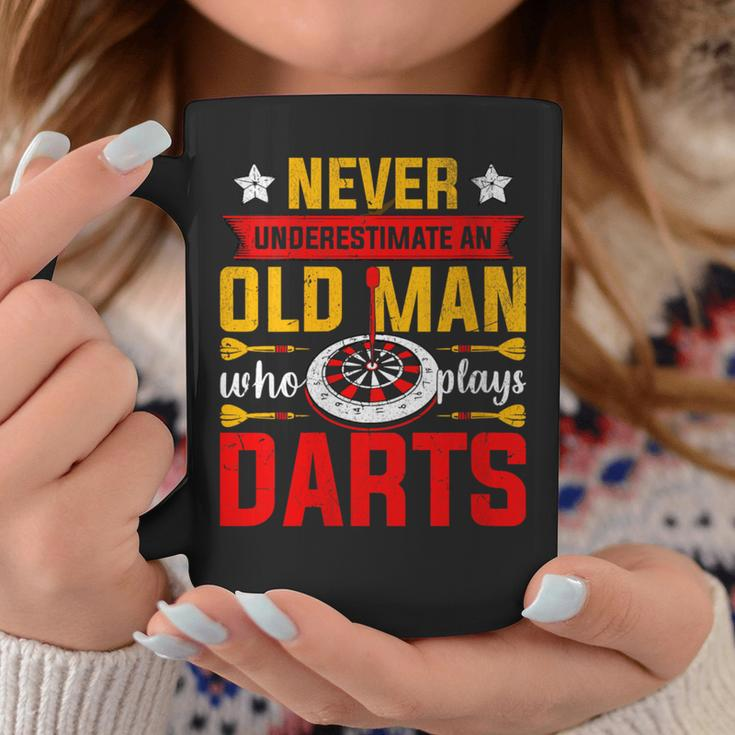Old Dart Never Underestimate An Old Man Who Plays Darts Coffee Mug Funny Gifts