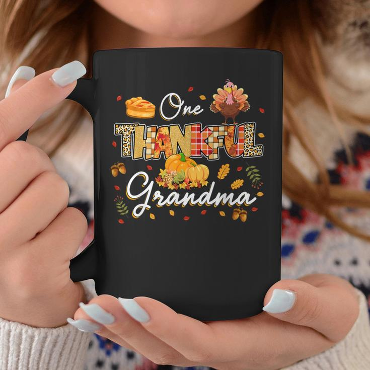 One Thankful Grandma Fall Leaves Autumn Grandma Thanksgiving Coffee Mug Personalized Gifts