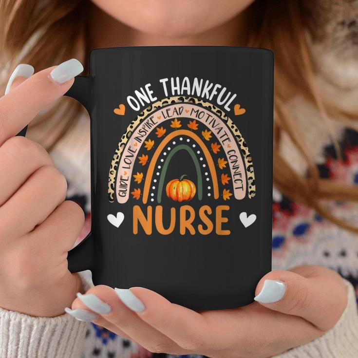 One Thankful Nurse Rainbow Leopard Pumpkin Thanksgiving Coffee Mug Funny Gifts