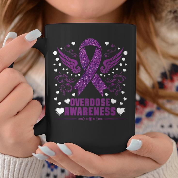 Overdose Awareness Purple Ribbon Drug Addiction Coffee Mug Unique Gifts