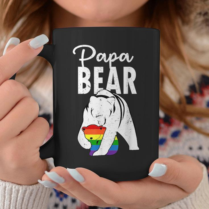 Papa Bear Gay Pride Rainbow Flag Lgbt Dad Camping Father Day Coffee Mug Unique Gifts
