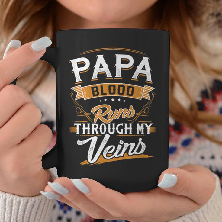 Papa Blood Runs Through My Veins Best Father's Day Coffee Mug Funny Gifts