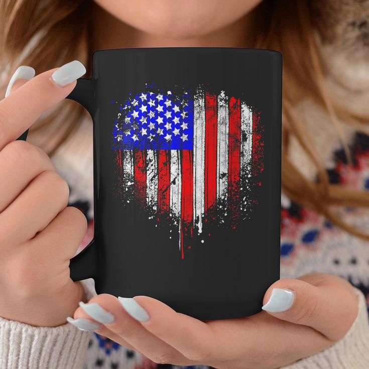 Patriotic American Flag Heart 4Th Of July Vintage Usa Flag Coffee Mug Unique Gifts